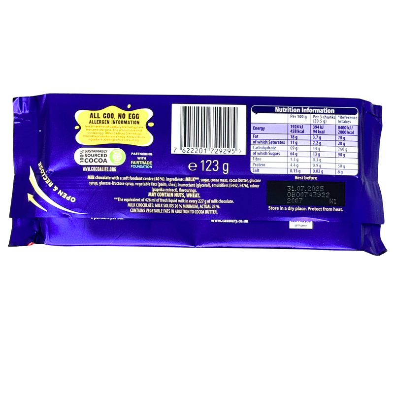 Cadbury Creme Egg Bar (UK) - 123g