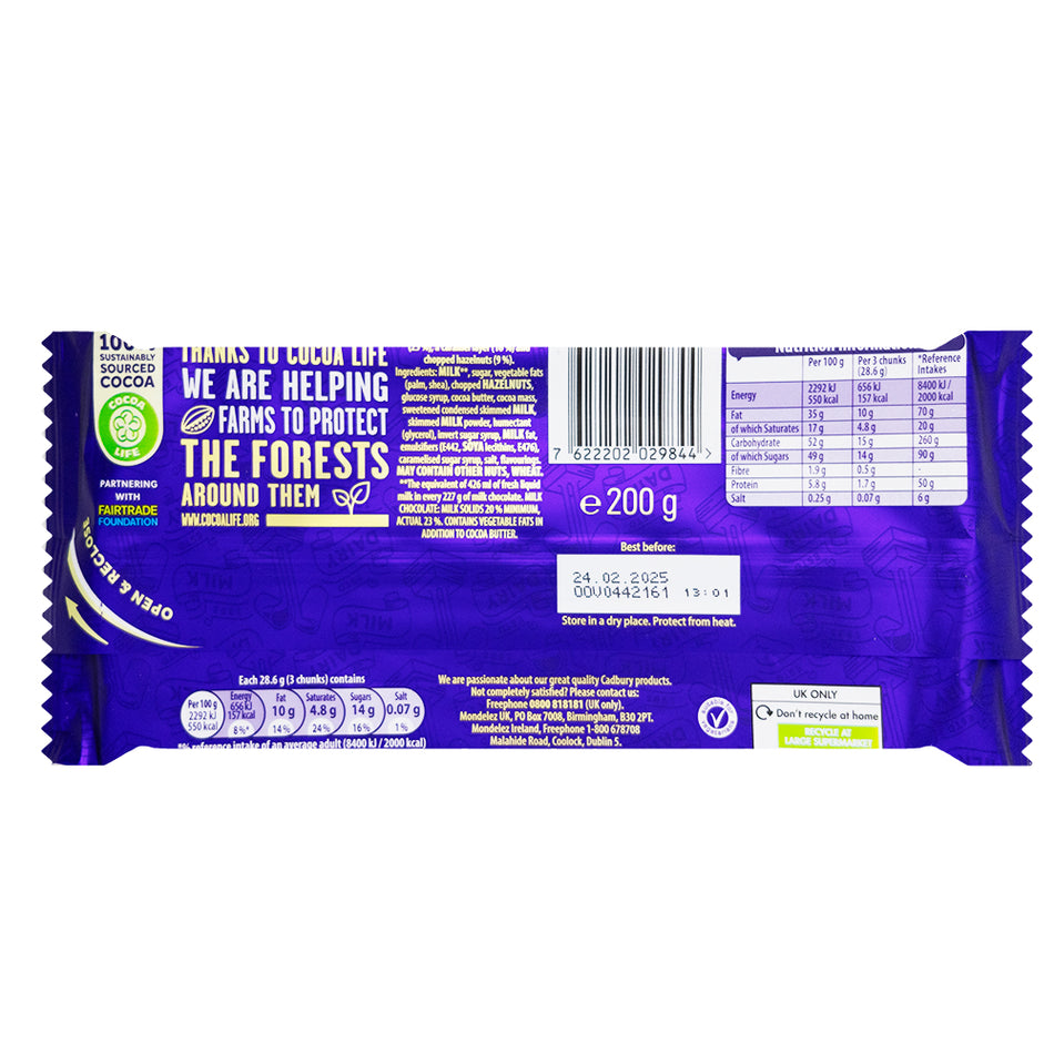 Cadbury Dairy Milk & More Caramel Nut Crunch - 200g   Nutrition Facts Ingredients