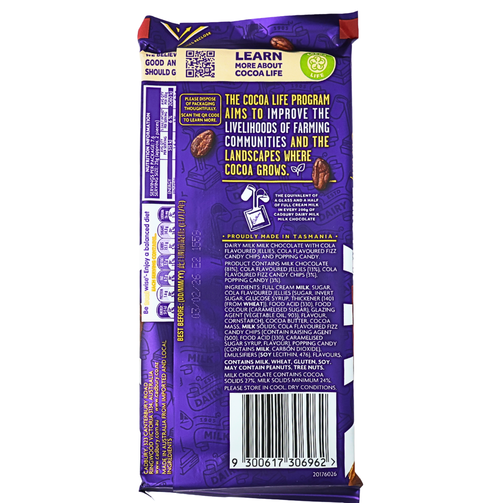 Dairy Milk Marvellous Creations Cola Fizz (Aus) - 190g