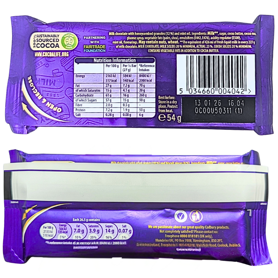 Cadbury Dairy Milk Mint Crisp (Ireland) - 54g