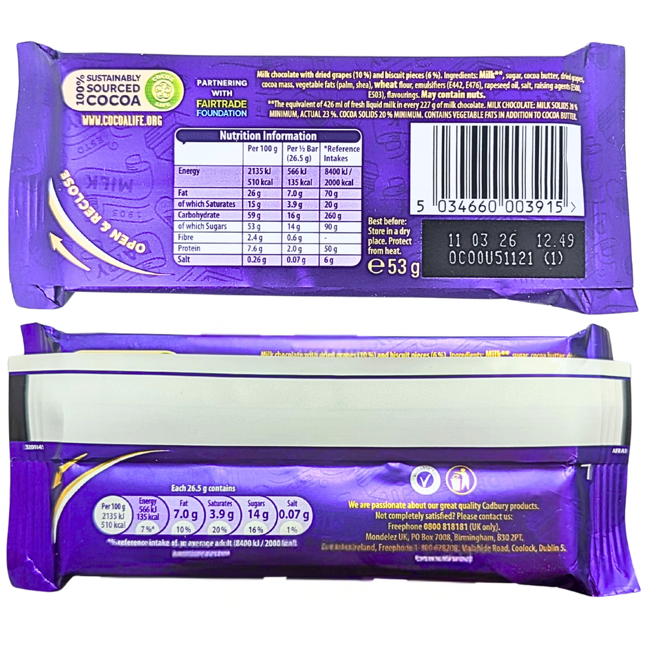 Cadbury Dairy Milk Tiffin (Ireland) - 53g