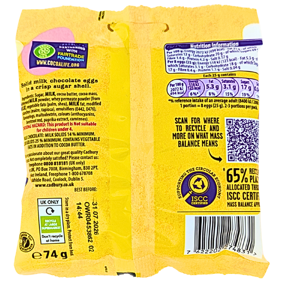 Cadbury Mini Eggs Peg bag (UK) - 74g
