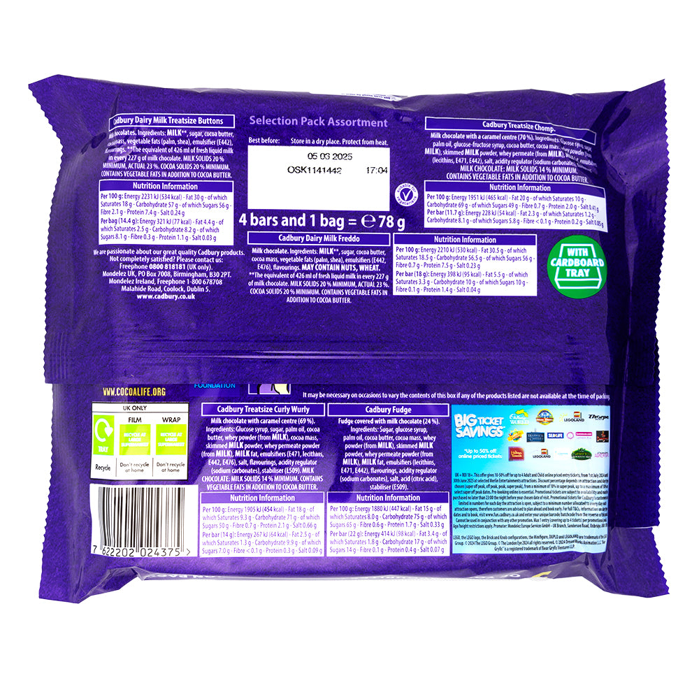 Cadbury Small Christmas Selection Pack (UK) -78g  Nutrition Facts Ingredients
