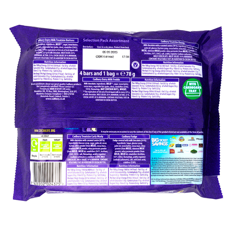 Cadbury Small Christmas Selection Pack (UK) -78g  Nutrition Facts Ingredients
