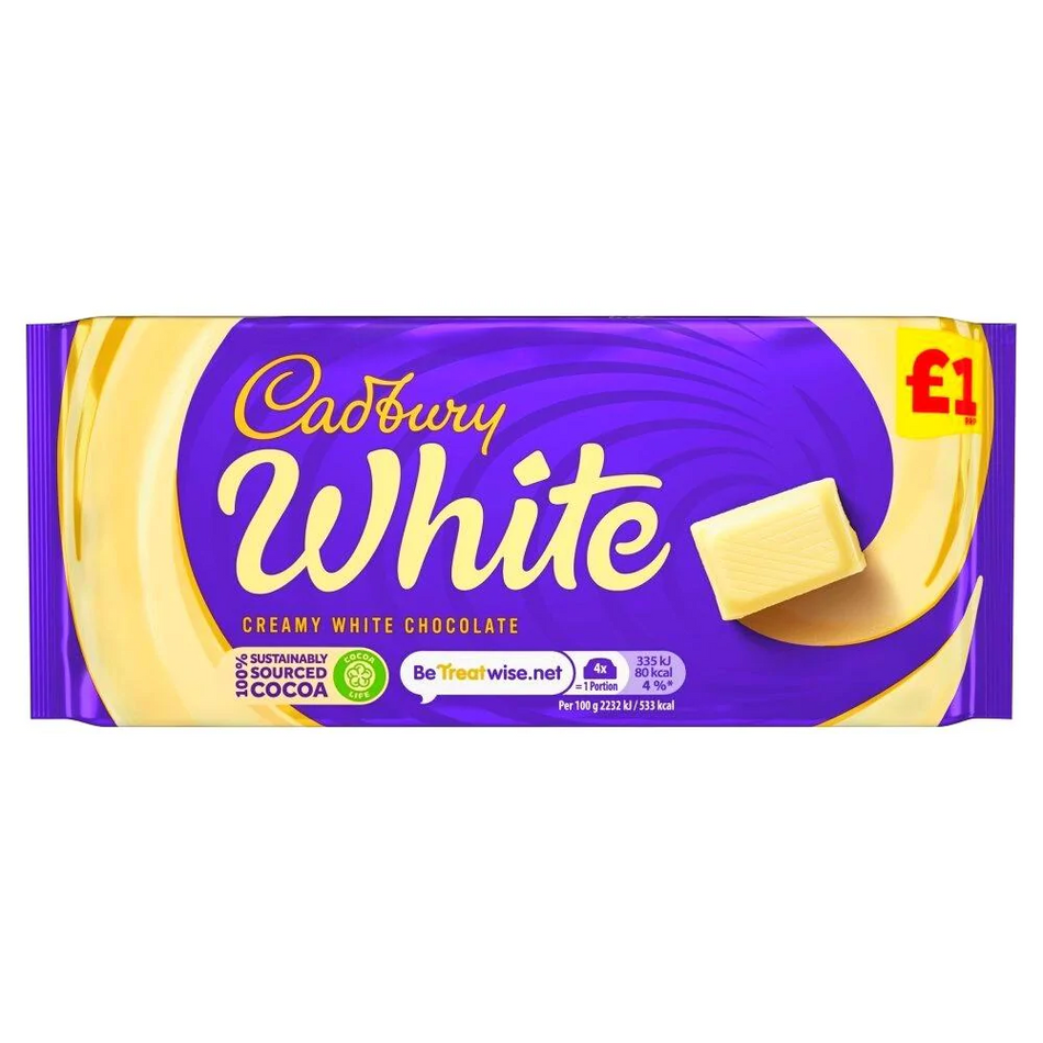 Cadbury White Chocolate Block UK - 90g