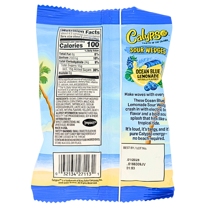 Calypso Sour Wedges Ocean Blue Lemonade - 4.5oz