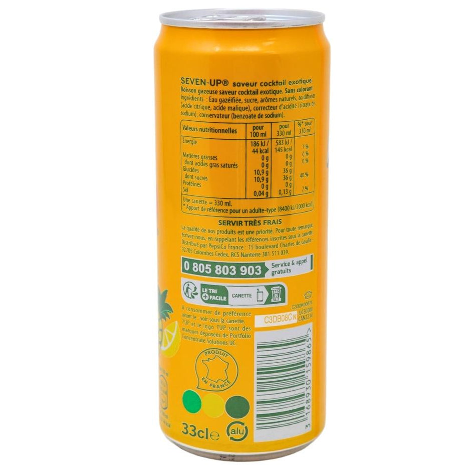 7up Cocktail (France) - 330mL Nutrition Facts Ingredients - 7up - French Candy - Soda