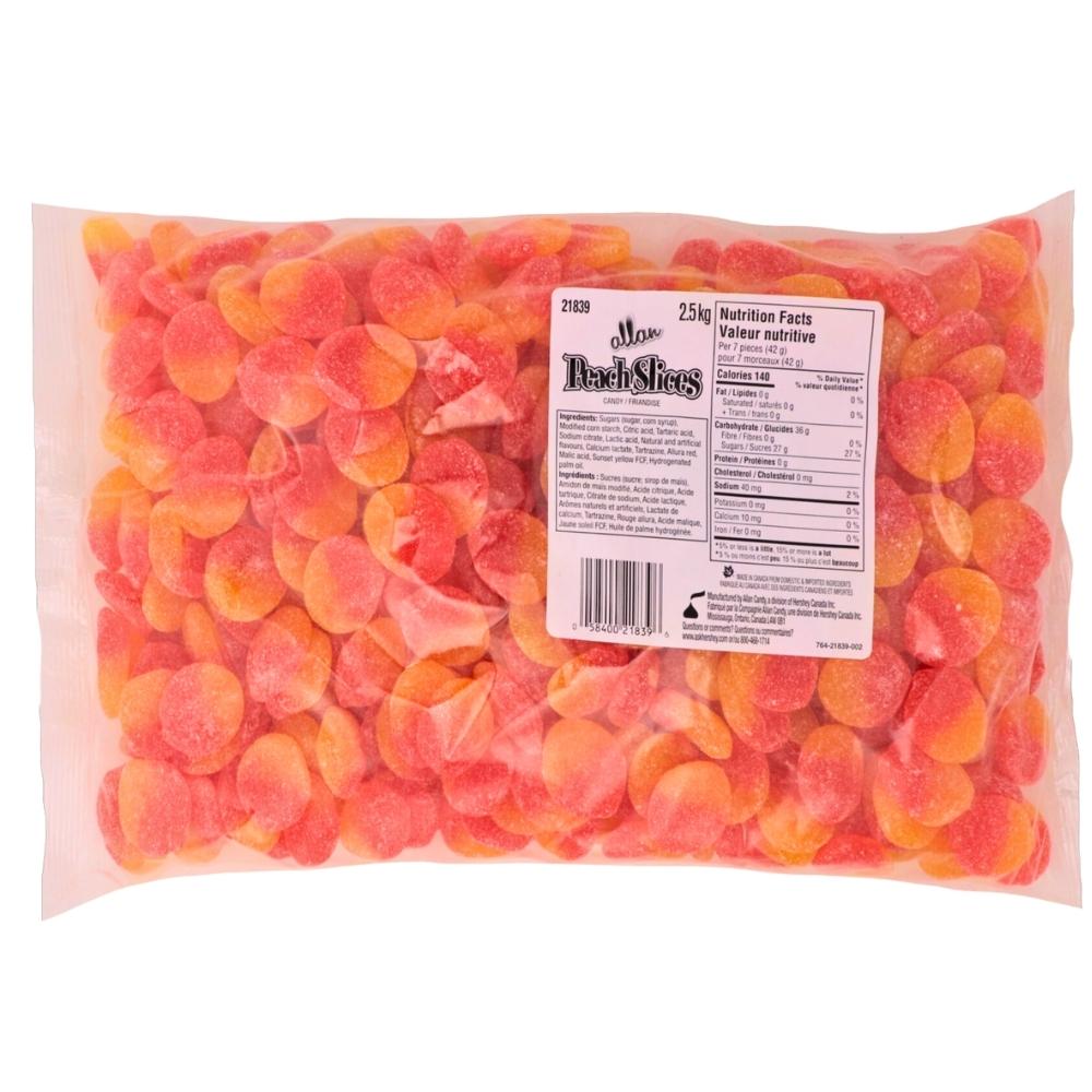 Allan Peach Slices Bulk Candy - 2.5 kg Nutrition Facts Ingredients