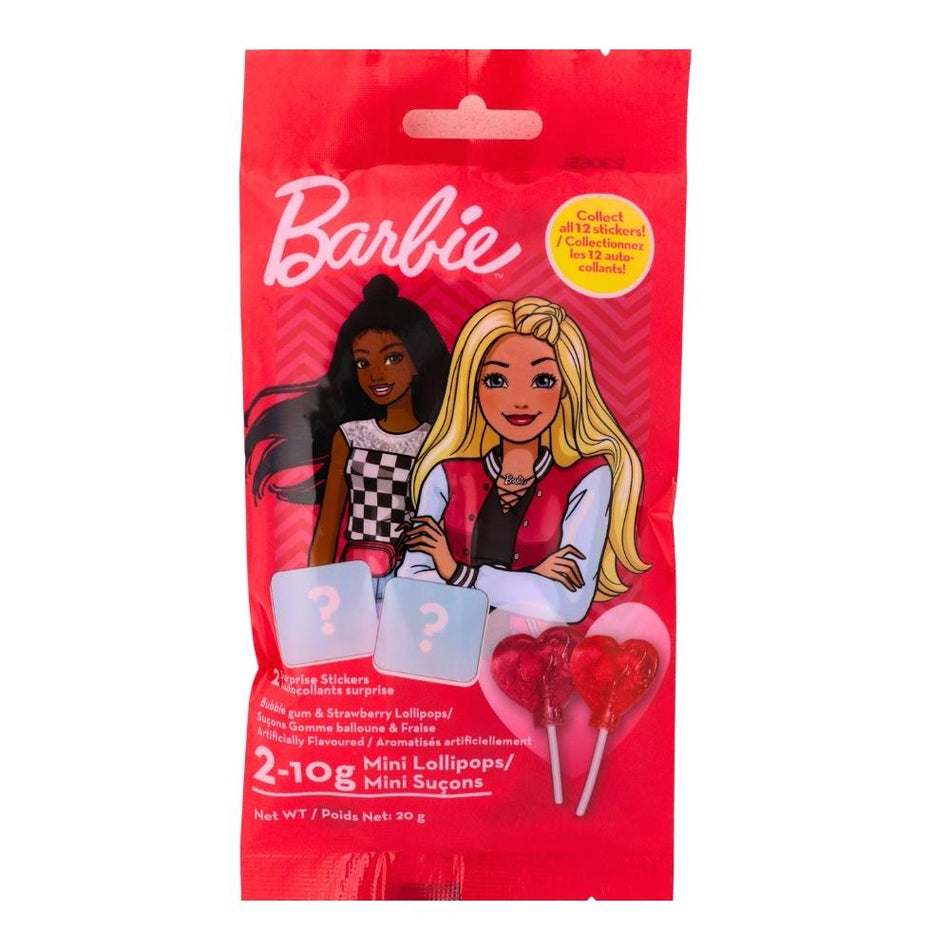 Barbie Mini Lollipop - 20g -Barbie Stickers - Pink Candy