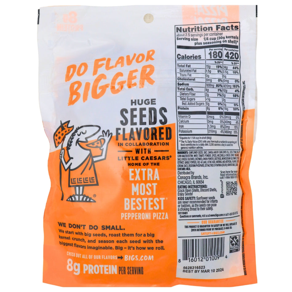 Big's Sunflower Seeds Little Ceasars Pizza - 5.35oz Nutrition Facts Ingredients