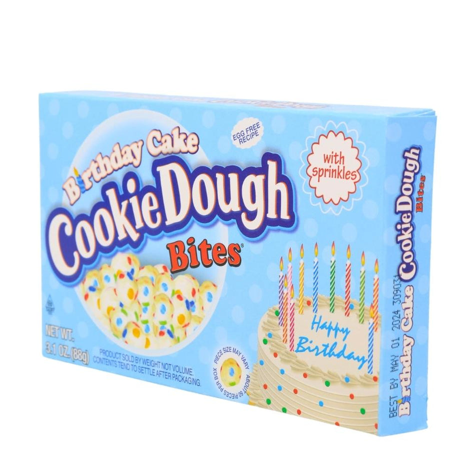 Birthday Cake Cookie Dough Bites Theater Pack - 3.1oz, cookie dough bites, birthday cake cookie dough bites, birthday cake candy, birthday cake snacks, cookie dough, cookie dough candy