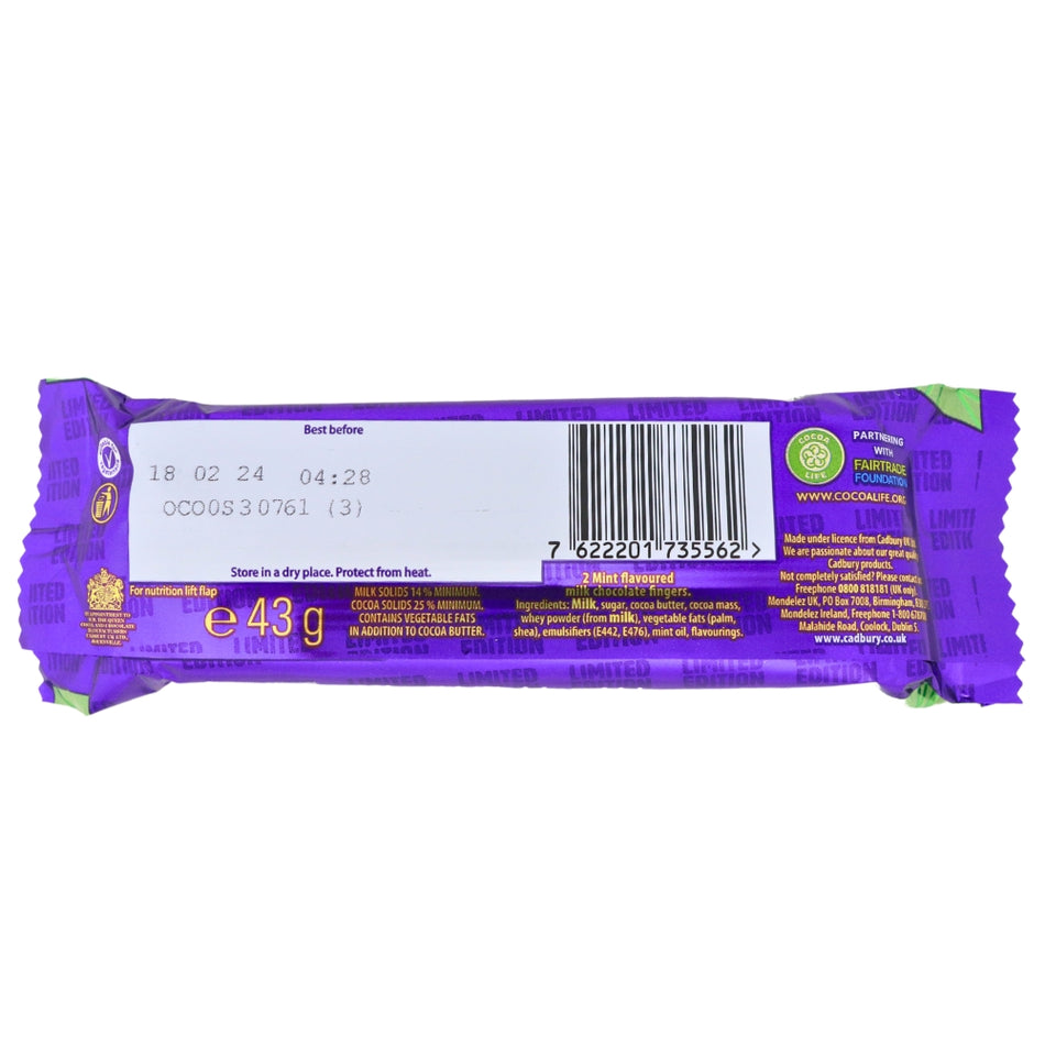 Cadbury Twirl Mint - 43g Nutrition Facts Ingredients -Cadbury Chocolate  - Cadbury - Mint Chocolate 