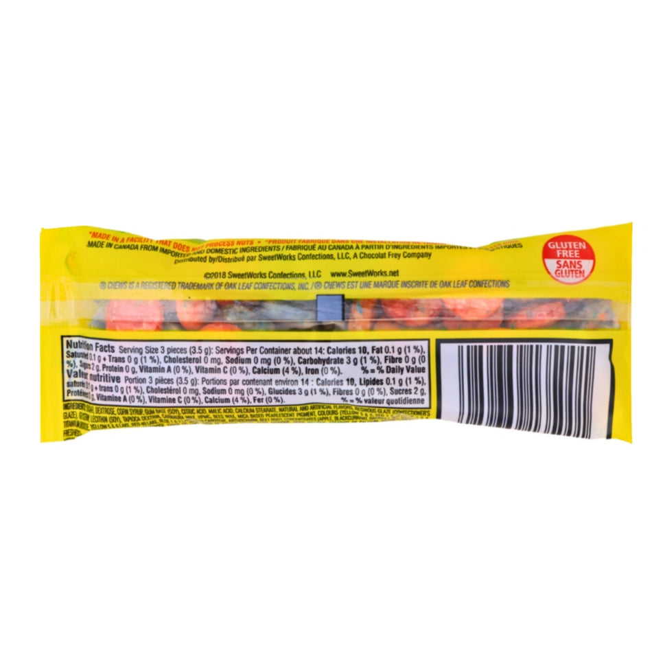 Chews Assorted Sour Bubble Gum - 50g Nutrition Facts Ingredients, chews candy, retro candy, classic candy, nostalgic candy, retro bubble gum