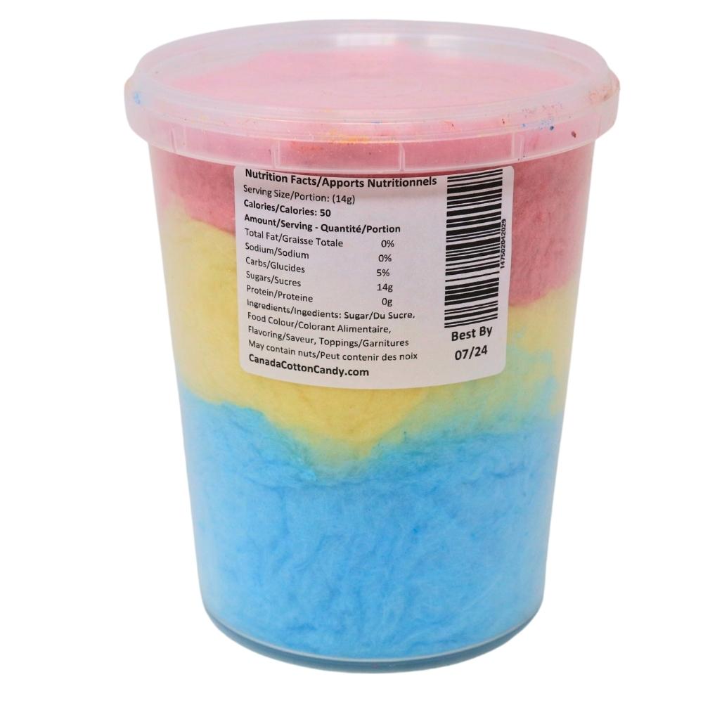 Cotton Candy Rainbow Unicorn Barf  - 60g Nutrition Facts Ingredients -Rainbow Candy - Old Fashioned Candy