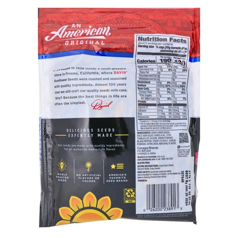 DAVID Cracked Pepper Jumbo Sunflower Seeds | Candy Funhouse