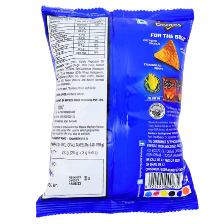 Doritos Masala Mayhem (India) - 23g Nutrition Facts Ingredients-Doritos-Doritos Flavors-Indian Snacks 