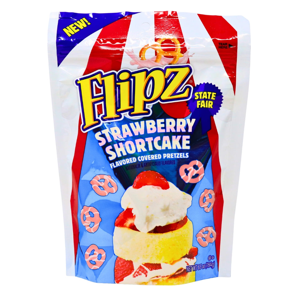 Flipz State Fair Strawberry Shortcake - 6.5oz -Pretzels - Pretzel Strawberry - Dessert Strawberry Candy - Flipz