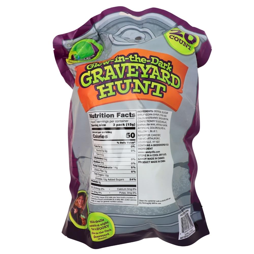 Glow in the Dark Halloween Graveyard Hunt 20ct - 100g Nutrition Facts Ingredients
