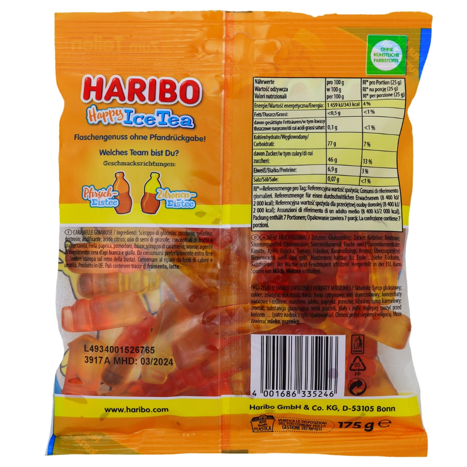 Haribo Happy Ice Tea - 175g Nutrition Facts Ingredients-Haribo-Gummies-Soda candy