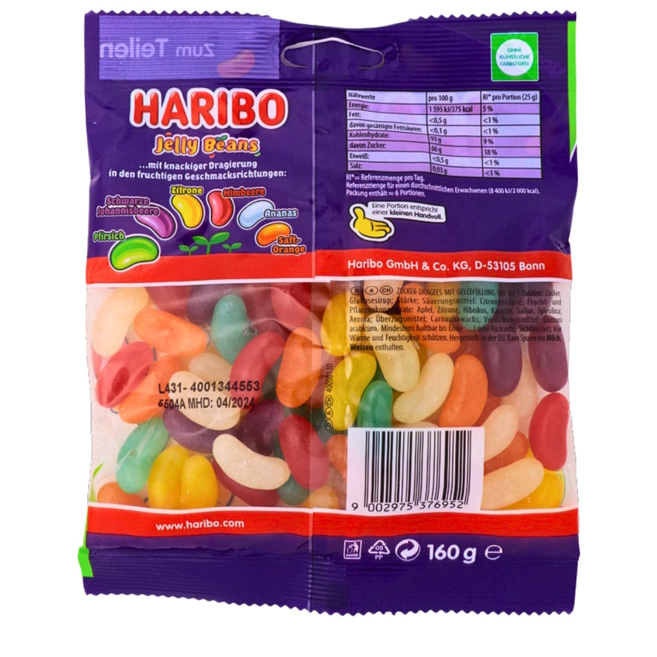 Haribo Jelly Beans - 175g Nutrition Facts Ingredients, Haribo Jelly Beans, fruity flavors, burst of flavor, chewy candy, candy funhouse