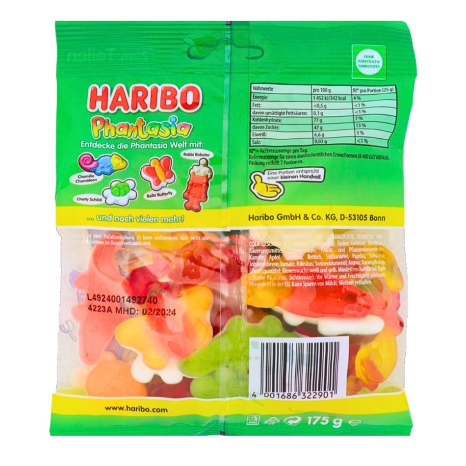 Haribo Phantasia - 200g Nutrition Facts Ingredients, Haribo Phantasia, Fruit Flavored Candy, Gummy Adventure, Whimsical Shapes, Fruity Flavor Explosion, haribo, haribo gummy, haribo gummies, german candy, german gummies, gummy candy, gummies