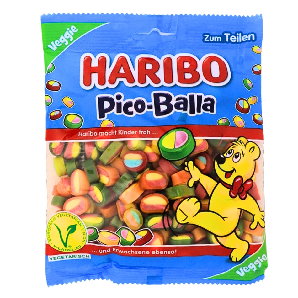 Haribo Pico-Balla Candy, Haribo Pico-Balla Candy, Fruit Flavored Snacks, Bite-Sized Joy, Colorful Candies, Fun and Flavorful, haribo, haribo gummy, haribo gummies, german candy, german gummies, gummy candy, gummies