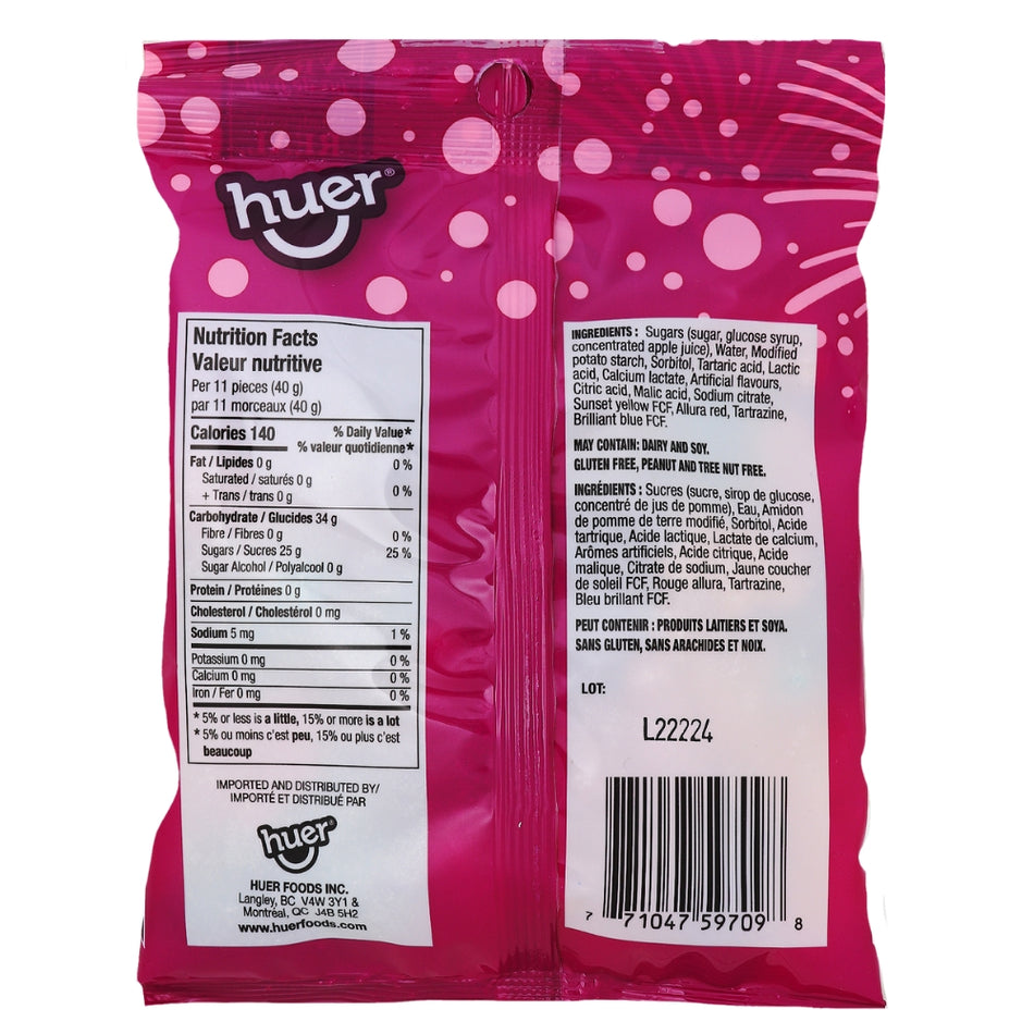 Huer Sour Brats - 120g Nutrition Facts Ingredients -Sour Candy - Gummy Bears 