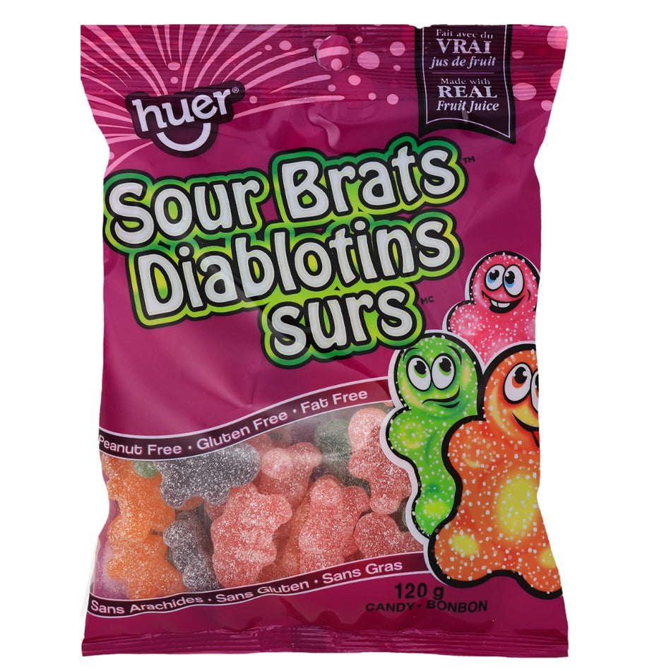 Huer Sour Brats - 120g -Sour Candy - Gummy Bears 
