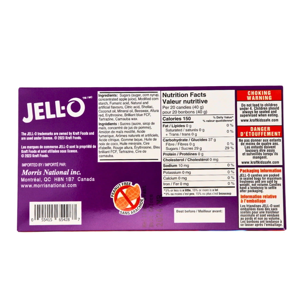 Jell-O Berry Mix - 120g Nutrition Facts Ingredients -Jelly Beans - Black Cherry
