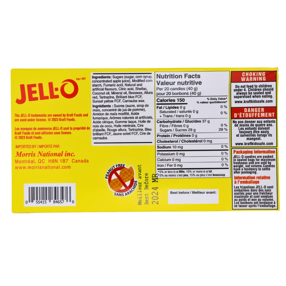 Jell-O Fruit Mix - 120g Nutrition Facts Ingredients - Jelly Beans