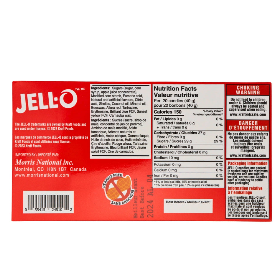 Jell-O Super Mix - 120g Nutrition Facts Ingredients -Jelly Beans - Black Cherry 