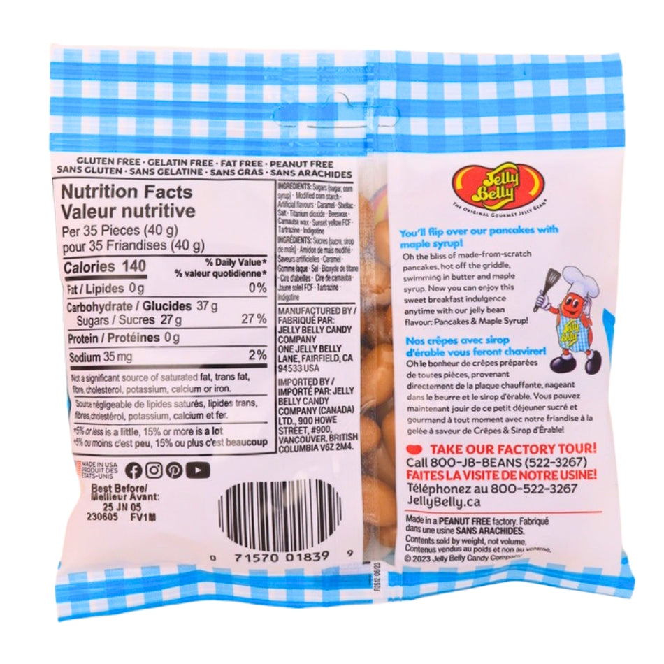 Jelly Belly Pancakes and Maple Syrup - 100g Nutrition Facts Ingredients -Jelly Beans - Maple Candy 