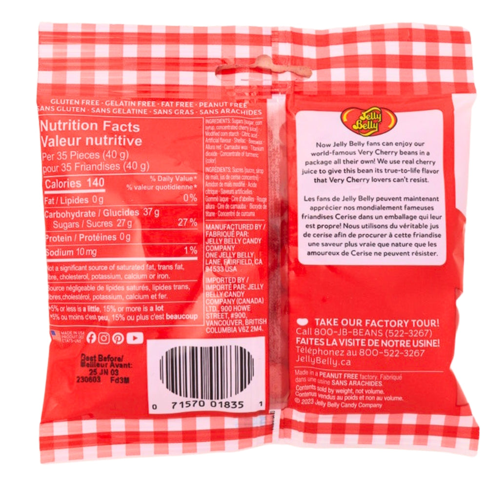 Jelly Belly Very Cherry - 100g Nutrition Facts Ingredients -Cherry Gummies -Jelly Beans