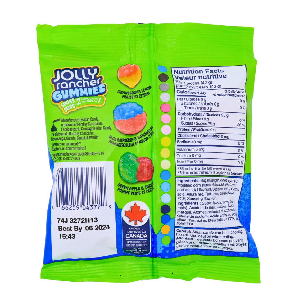 Jolly Rancher Gummies Sours 2in1 - 182g Nutrition Facts Ingredients