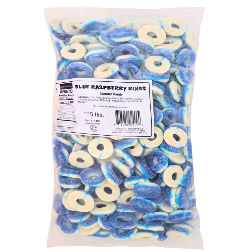 Kervan Blue Rings - 5lb Nutrition Facts Ingredients-Bulk Candy-Gummy Candy-Blue Raspberry-Gummy Rings