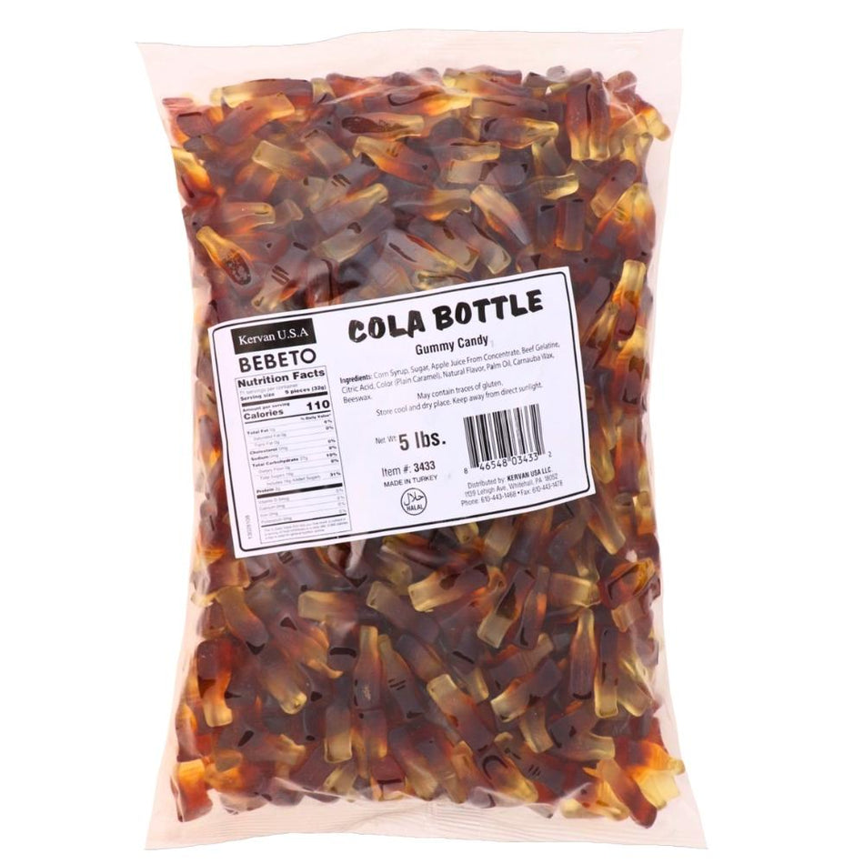Kervan Cola Bottles Gummy Candy-5 lbs Nutrition Facts Ingredients-Bulk Candy-Gummy Candy-Gummies-Soda Candy