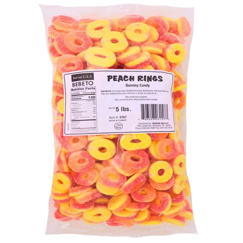 Kervan Peach Rings Gummy Candy-5 lbs-Bulk Candy-Gummy Candy-Gummies-Peach Rings