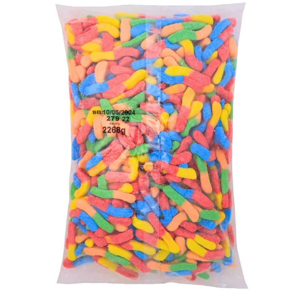 Kervan Sour Neon Worms Gummy Candy-5 lbs.