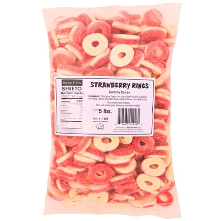 Kervan Strawberry Rings - 5lbs-Bulk Candy-Gummies-Strawberry Candy-Candy ring