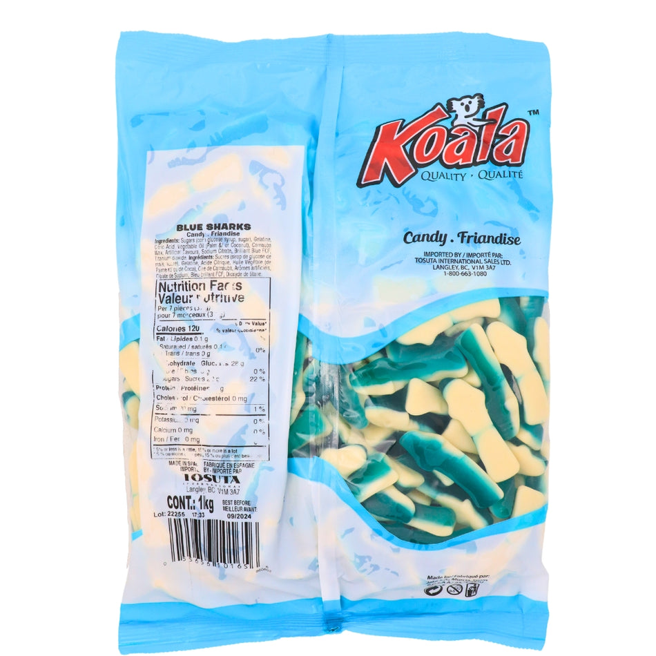 Koala Blue Sharks Candies-1 kg Nutrition Facts Ingredients, Koala Blue Sharks Candy, Ocean-inspired candies, Bite-sized blue sharks, Sweet and tangy flavor, Underwater wonderland treats, Fun shark-shaped candies, Kid-friendly snacks, Beach snack delights, Sea creature candies, Flavorful adventure, Fin-tastic candy choice, Dreamy deep-sea treats, Bite-sized flavor voyage, Whimsical shark candy