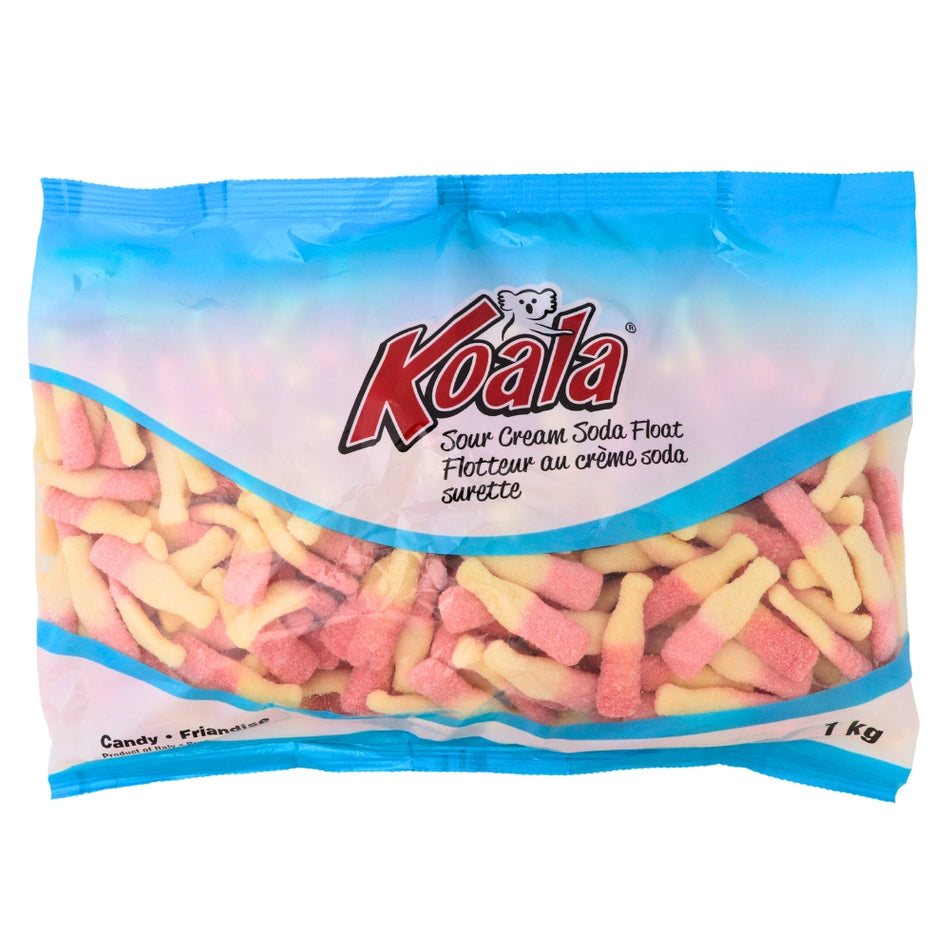 Koala Sour Cream Soda Float Candies 1 kg Front, gummie candy, gummy candy, fun gummies, soft gummies, fruity gummies, soft gummy, sour candy, sour gummy, sour gummies, pink candy, pink gummy, pink gummies, strawberry candy, strawberry gummy, cola gummy, cola candy, soda candy, cream soda gummy, cream soda candy, bulk candy, bulk gummies, sweet & sour candy, sweet and sour candy
