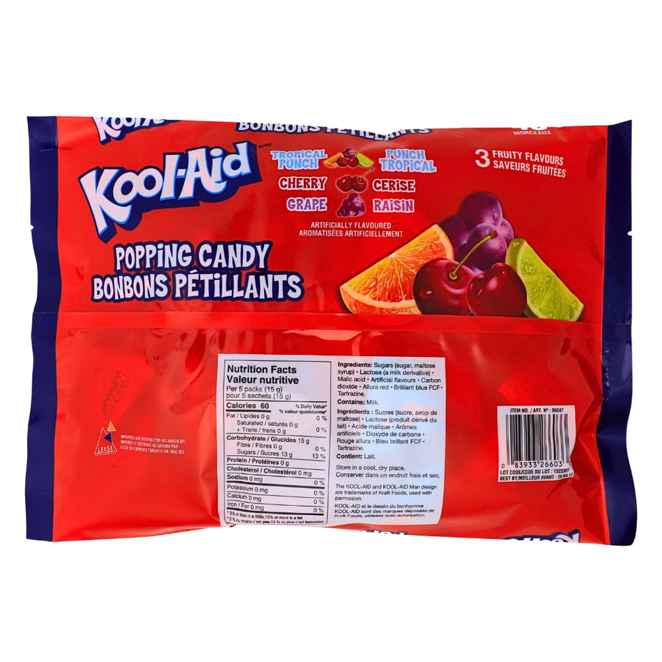 Kool Aid Popping Candy 40ct - 120g Nutrition Facts Ingredients-Popping candy-Kool Aid-Bulk Candy-Kool Aid flavors