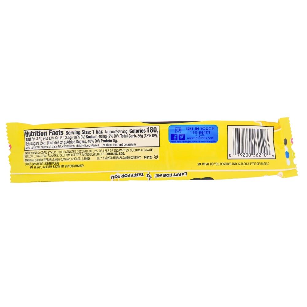 Laffy Taffy Banana Candy - 1.5 oz. Nutrition Facts Ingredients