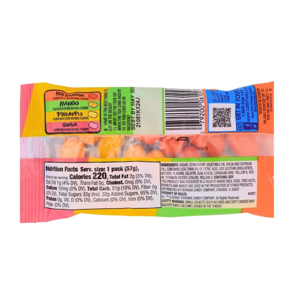 Laffy Taffy Bites Tropical - 2oz Nutrition Facts Ingredients, laffy taffy, laffy taffy bites, laffy taffy bites tropical, tropical candy, tropical laffy taffy, laffy taffy tropical