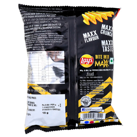 Lays Maxx Sizzling BBQ (India) - 18g Nutrition Facts Ingredients-Lays-BBQ Chips-Lays Flavors-Indian Snacks