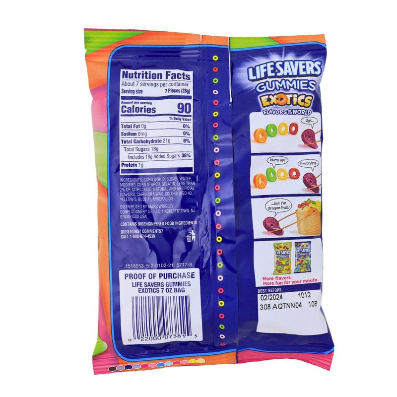 Lifesavers Gummies Exotics Candies - 7oz Nutrition Facts Ingredients