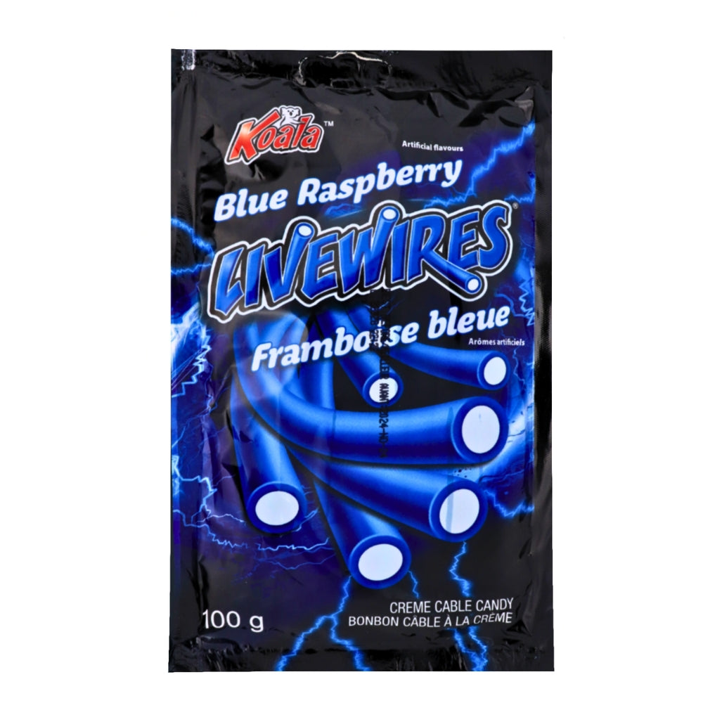Koala Livewires Blue Raspberry Cream Cables Candy-100 g, koala candy, koala livewires, koala blue raspberry livewires, blue raspberry candy, blue candy