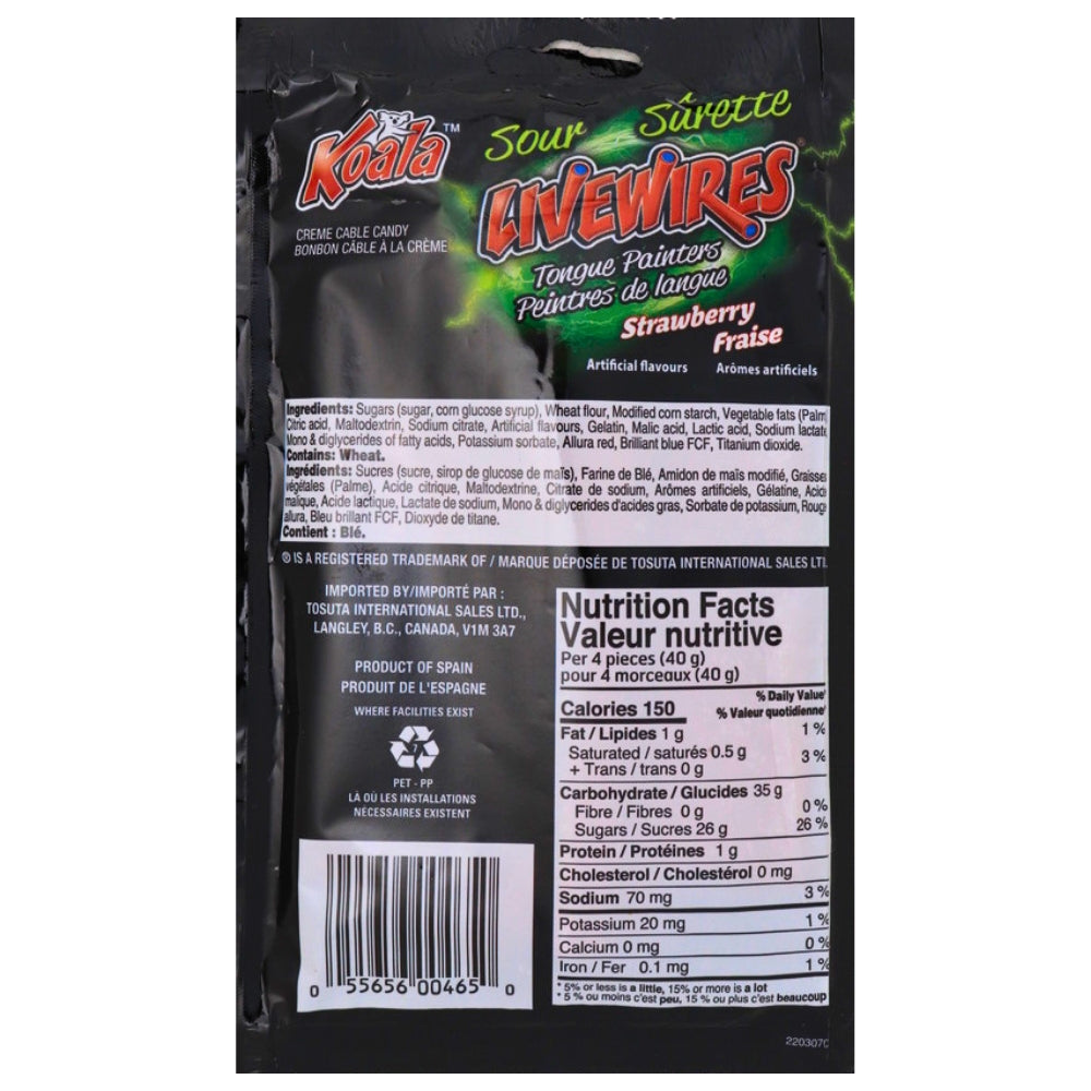 Koala Livewires Sour Tongue Painters Strawberry Candy - 100 g Nutrition Facts Ingredients, Koala Livewires, Strawberry Candy, Sour Tongue Painters, Tangy Treats, Whimsical Flavors, Sour Delights, Sweet and Sour Candy, Strawberry Bliss