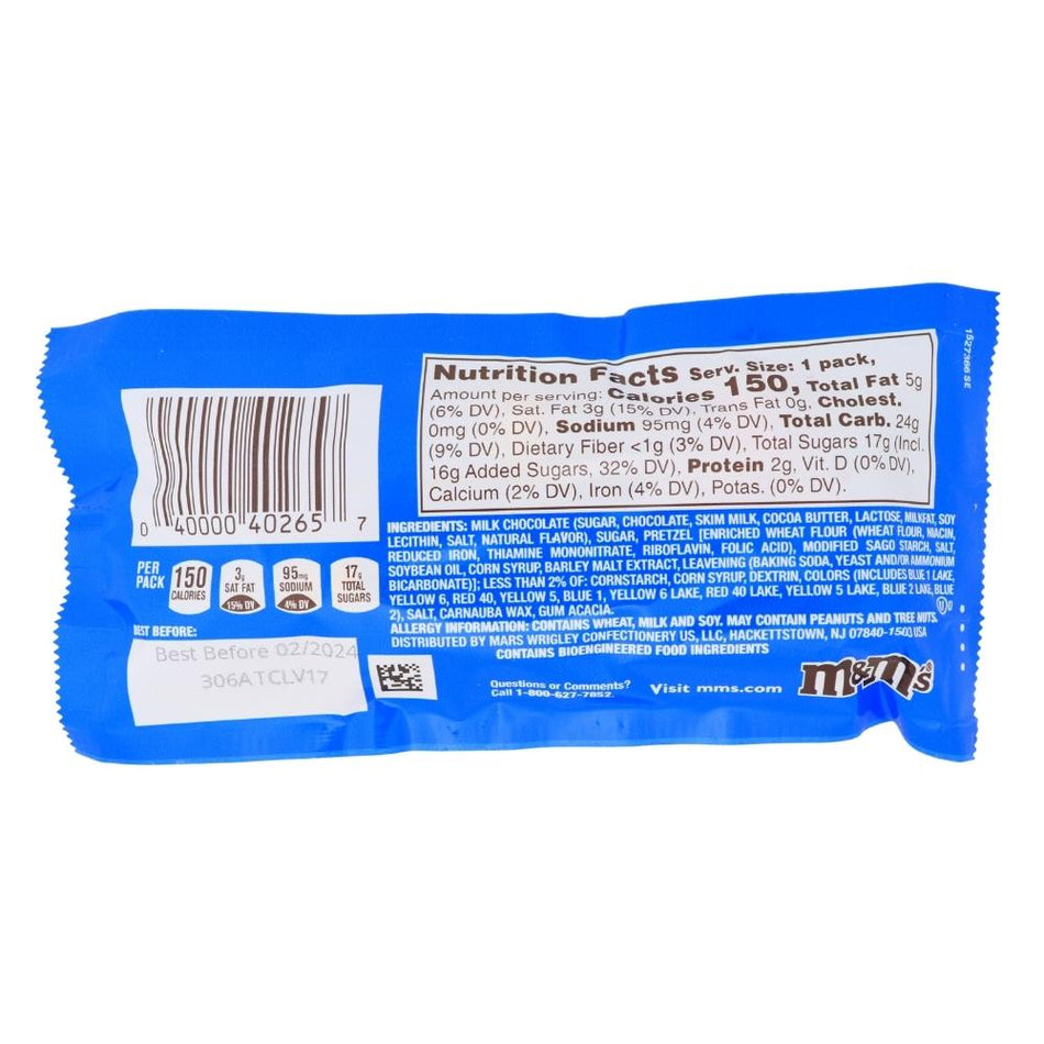 M&M's Pretzel Nutrition Facts Ingredients
