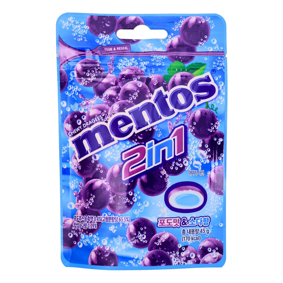 Mentos 2in1 Grape - 45g (Korea) -Candy Grapes - Mentos